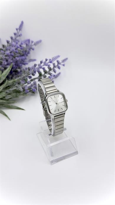 Kare Sılver Beyaz Kadranlı Saat