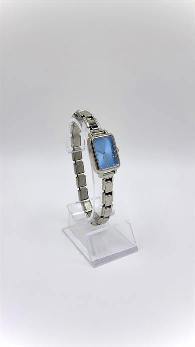 Kare Sılver Mavi Kadranlı Numunatıon Kordonlu  Saat