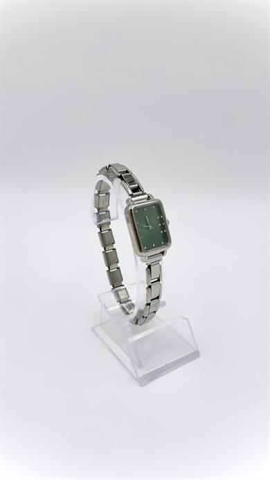 Kare Sılver Yeşil Kadranlı Numunatıon Kordonlu  Saat
