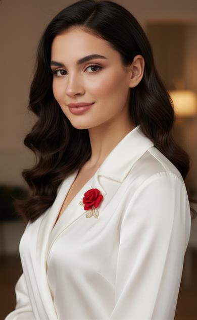 Kırmızı Gül Model Broş