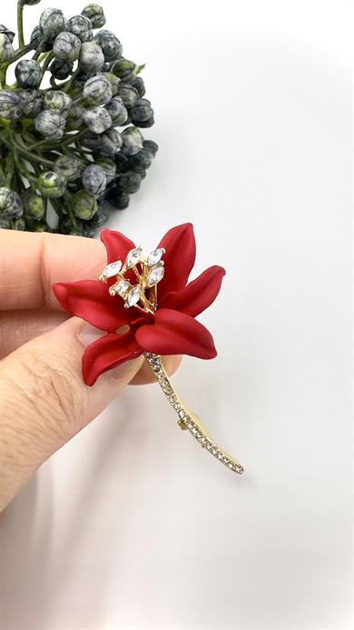 Kızıl Zambak Model Broş