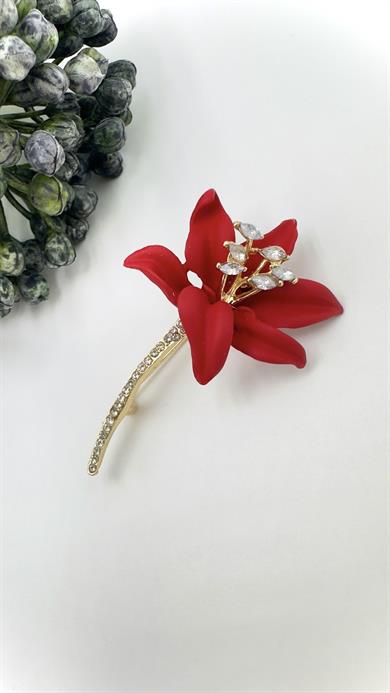Kızıl Zambak Model Broş