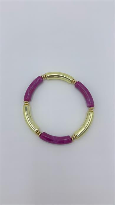 Lila / Gold Model Lastikli Kelepçe Bileklik