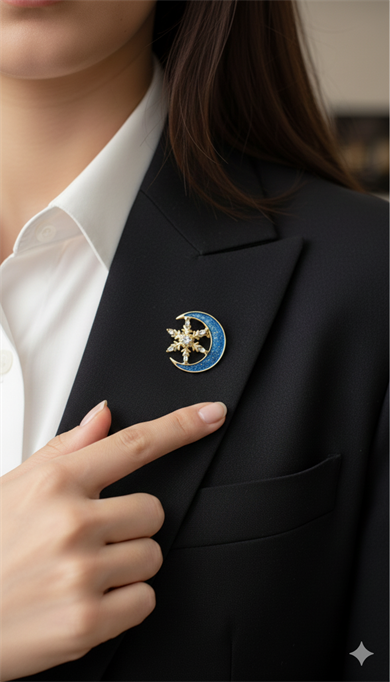 Mavi Renk Ay Yıldız Model Bronş