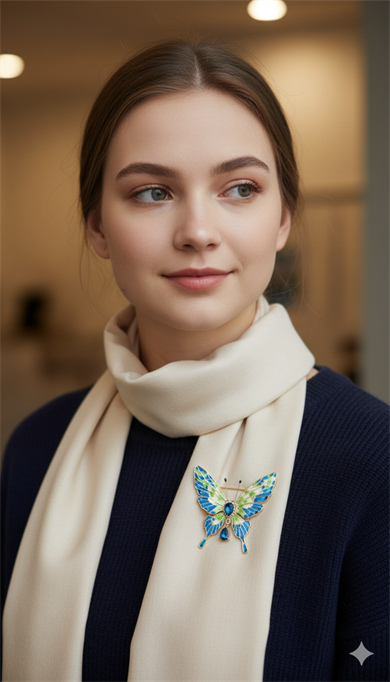 Mavi Renk Kelebek Model Broş