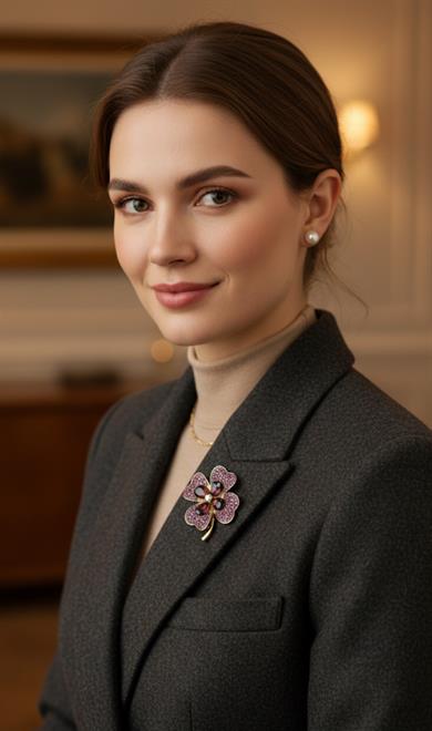 Mor Yonca Model Broş