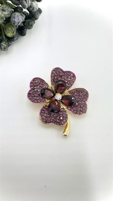 Mor Yonca Model Broş