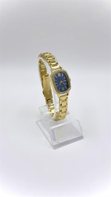 Oval Gold Taşlı Lacivert Kadranlı Saat