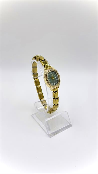 Oval Gold Yeşil Kadranlı Numunatıon Kordonlu  Saat