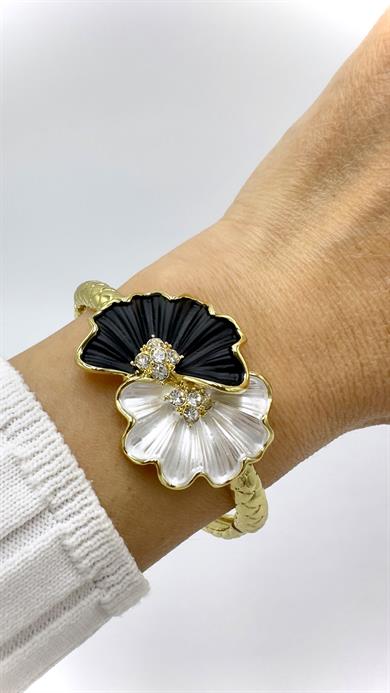 Paris Beyaz/ Gold Papatya Model Kelepçe Bileklik