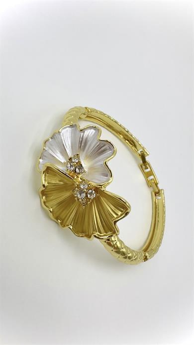 Paris Beyaz/ Gold Papatya Model Kelepçe Bileklik