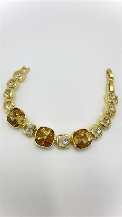 Karamel Kristal Kare Taşlı Bileklik