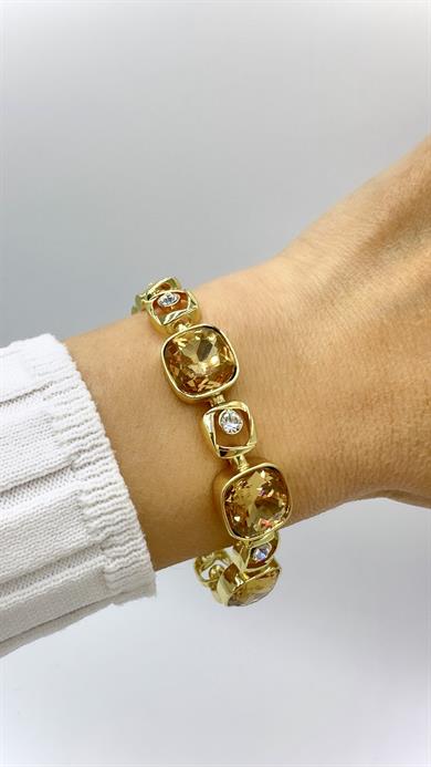Karamel Kristal Kare Taşlı Bileklik