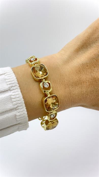 Karamel Kristal Kare Taşlı Bileklik