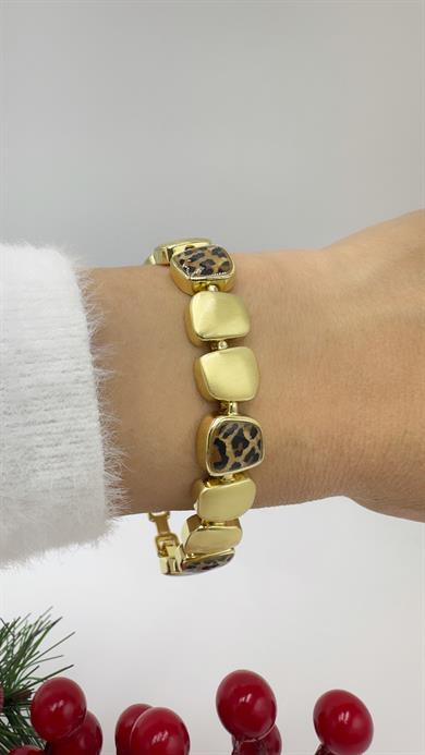 Paris Kare Leopar Desenli Model Bileklik