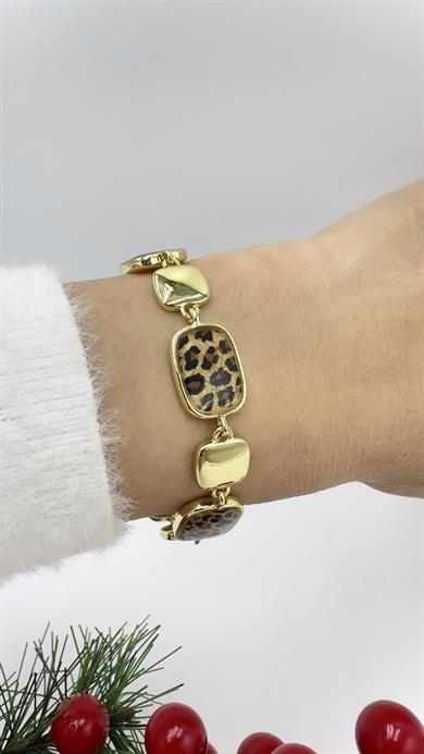 Paris Kare Tasarım Leopar Desenli Model Bileklik