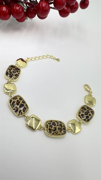 Paris Kare Tasarım Leopar Desenli Model Bileklik