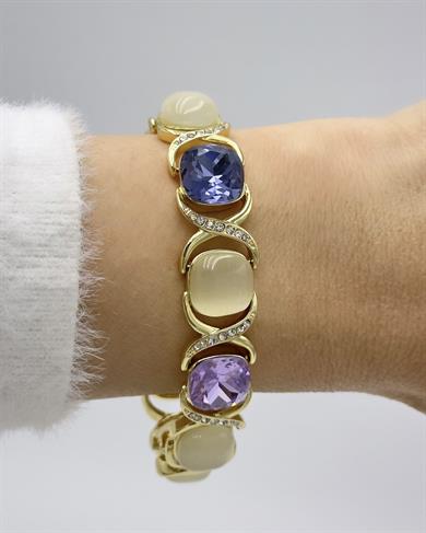 Paris Krıstal Mor Taşlı Sonsuz Tasarım Bileklik