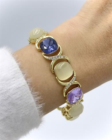 Paris Krıstal Mor Taşlı Sonsuz Tasarım Bileklik