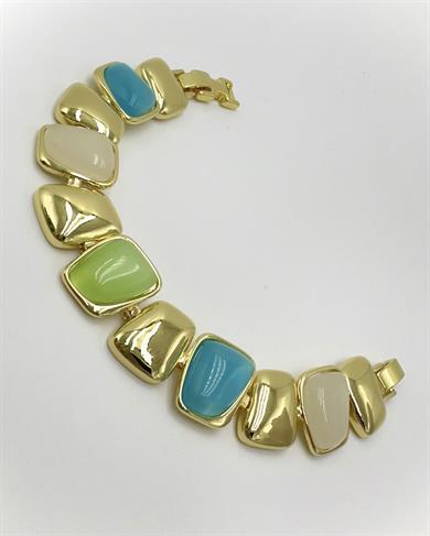 Paris Krıstal Taşlı Color Block Gold Tasarım Bileklik