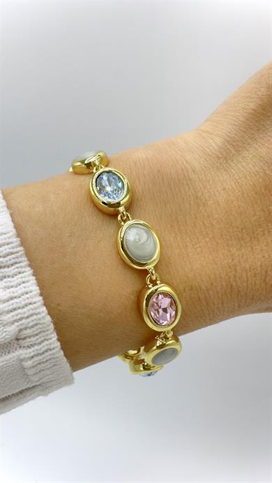 Kristal Mint Ve Pudra Taşlı Bileklik