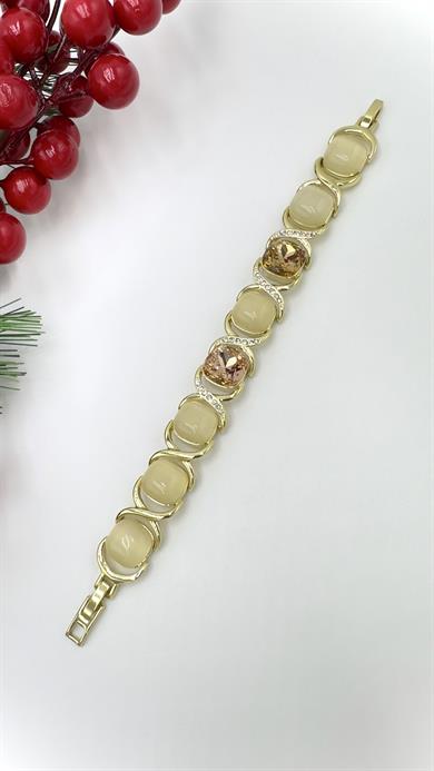 Kristal Taşlı  Şampanya Zerafet Bileklik