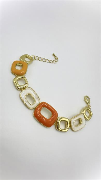 Turuncu Sedef Kare Tasarım Bileklik