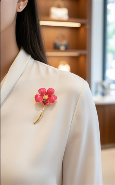 Pembe Flower Model Broş