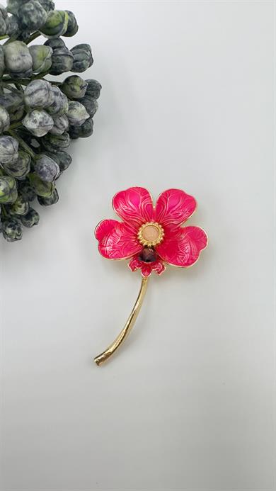 Pembe Flower Model Broş