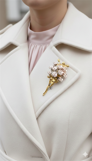 Pembe Gül Demeti Model Broş