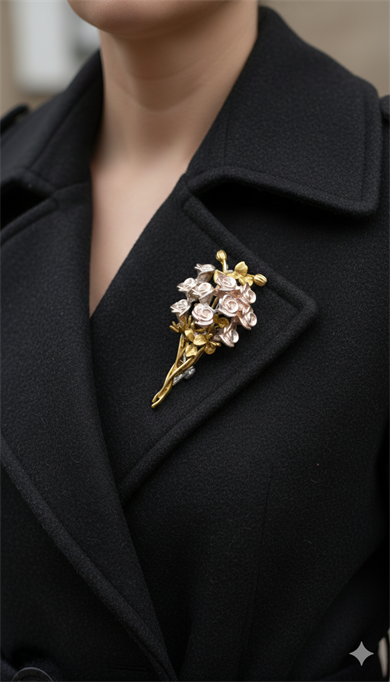 Pembe Gül Demeti Model Broş