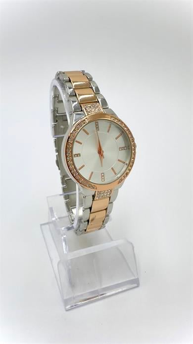 Rose/ Sılver Taşlı Beyaz Kadranlı Saat