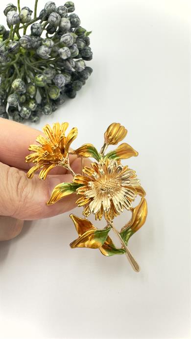 Sarı Papatya Model Broş