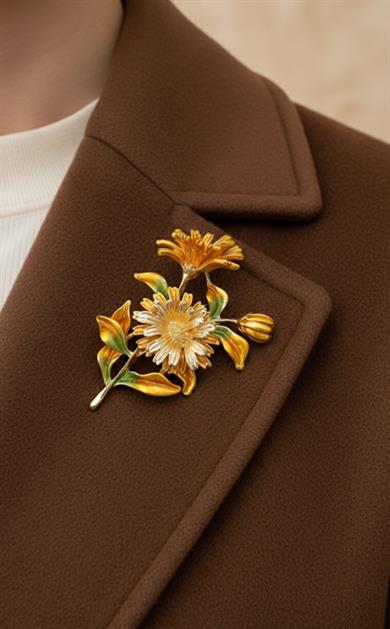 Sarı Papatya Model Broş