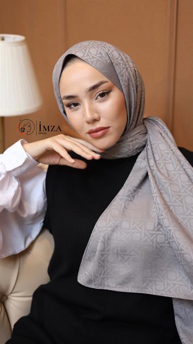 İpeksi Jakarlı Şal   Gri Renk Şal