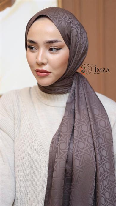 İpeksi Jakarlı Şal  Koyu Vizon Rengi Şal