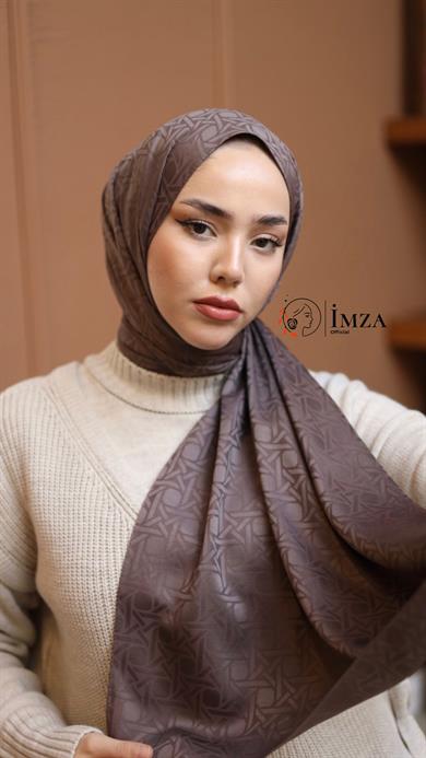 İpeksi Jakarlı Şal  Koyu Vizon Rengi Şal