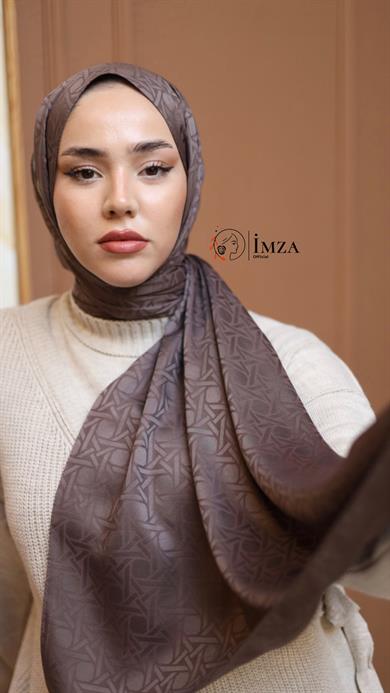 İpeksi Jakarlı Şal  Koyu Vizon Rengi Şal