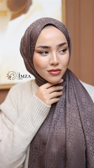 İpeksi Jakarlı Şal  Koyu Vizon Rengi Şal