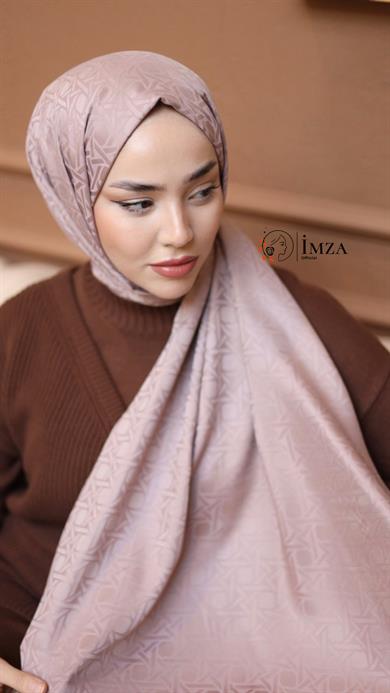 İpeksi Jakarlı Şal Pudra Rengi Şal