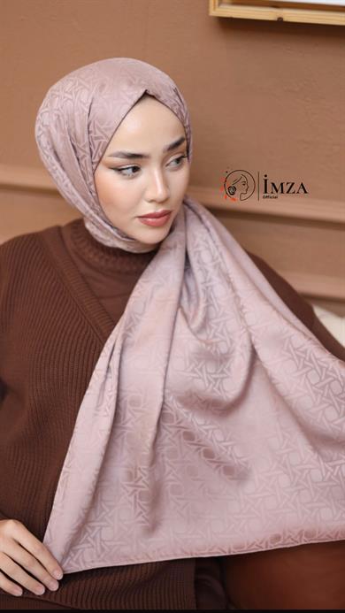 İpeksi Jakarlı Şal Pudra Rengi Şal