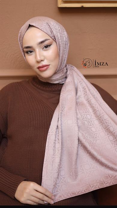 İpeksi Jakarlı Şal Pudra Rengi Şal