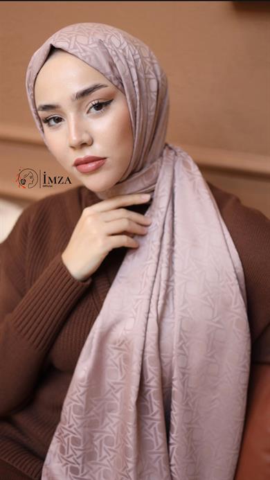 İpeksi Jakarlı Şal Pudra Rengi Şal