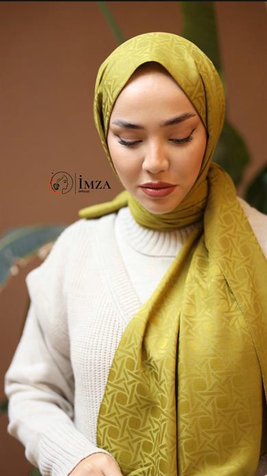 İpeksi Jakarlı Yağ Yeşili Şal