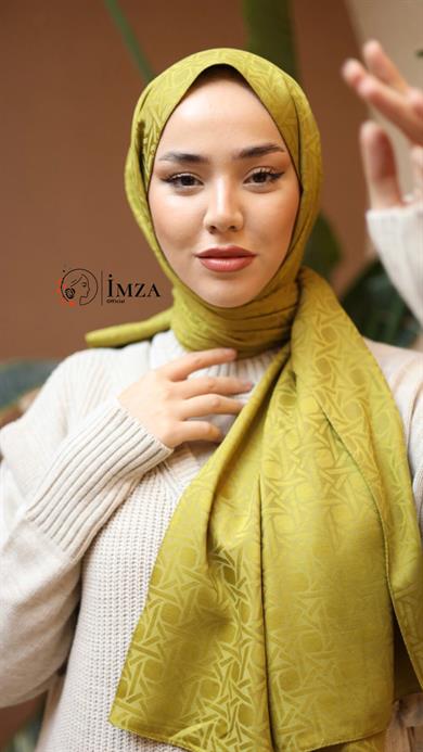 İpeksi Jakarlı Yağ Yeşili Şal