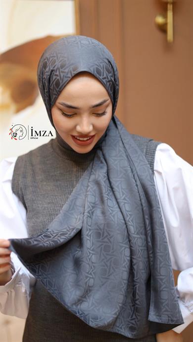 İpeksi Jakarlı Şal   Füme Şal