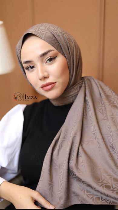 İpeksi Jakarlı Şal   Vizon Rengi Şal