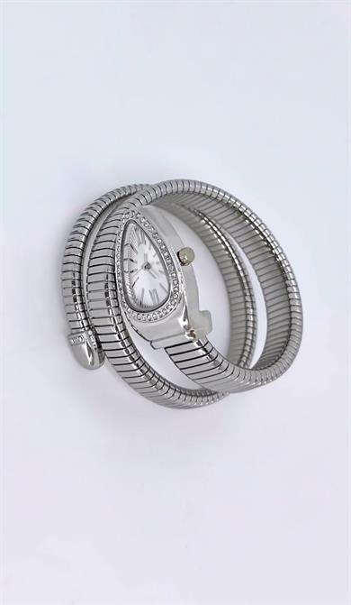 Silver Beyaz Kadranlı Yılan Model Saat