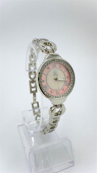 Sılver Carrie Marka Model Taşlı Pembe Kadranlı Saat