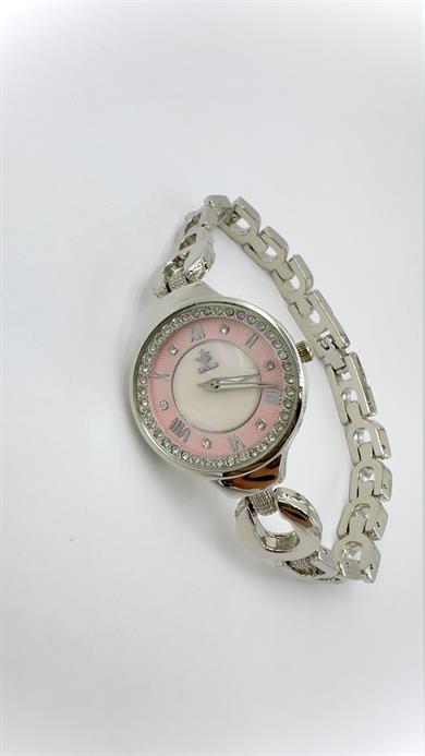 Sılver Carrie Marka Model Taşlı Pembe Kadranlı Saat